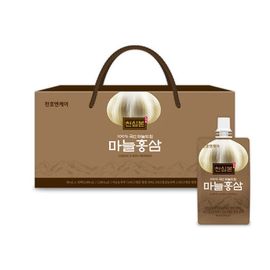 ChunhoNcare Korean Garlic & 6-Year Red Ginseng Extract Drink, 30 Pouches — Energy & Immune Support Tonic | 100% Korean Ingredients, 11-Step Extraction Process _ Made in KOREA